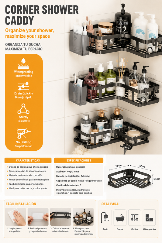 Organizador Esquinero para Baño – Set de 3