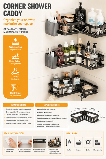 Organizador Esquinero para Baño – Set de 3